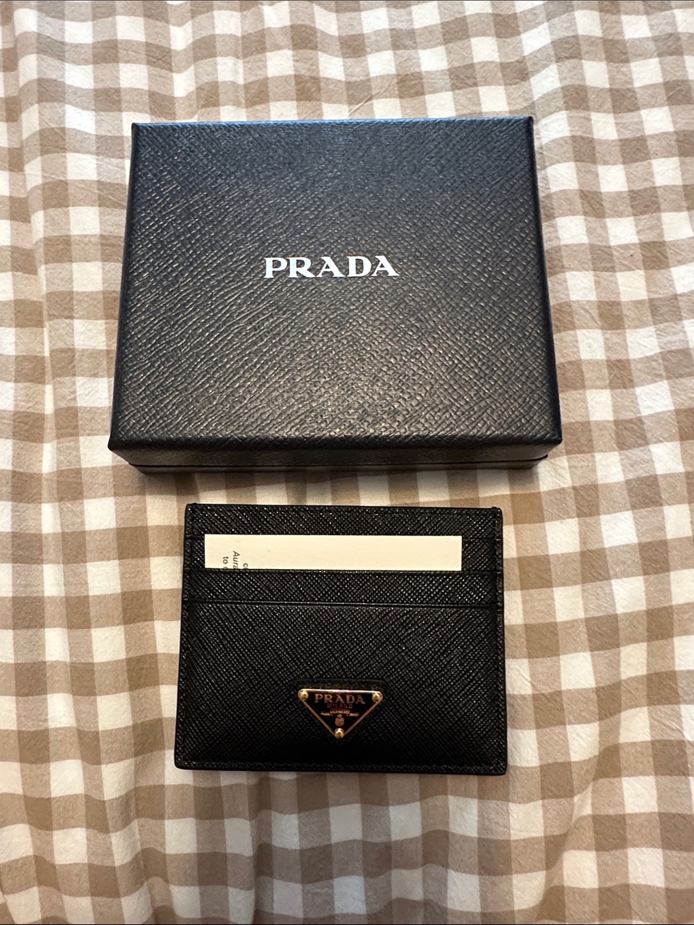 *new* Prada Black Saffiano Leather Card & Key Holder with Gold Logo